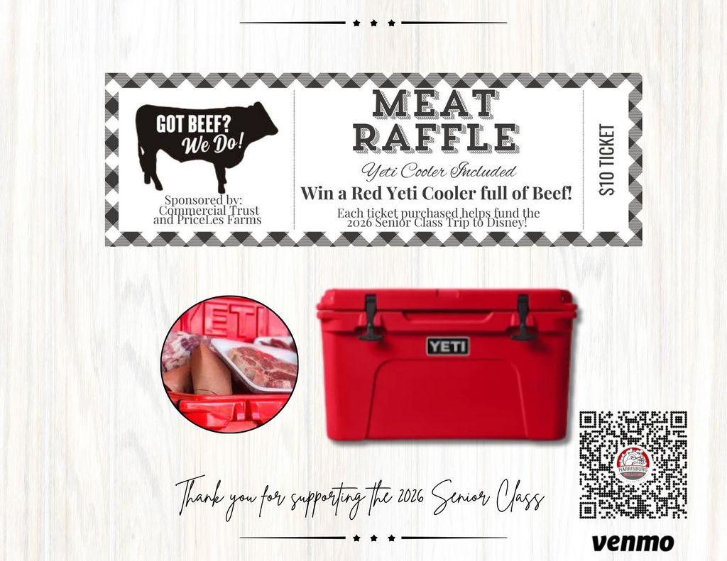 Raffle ticket flyer for Class of 2026 fundraiser