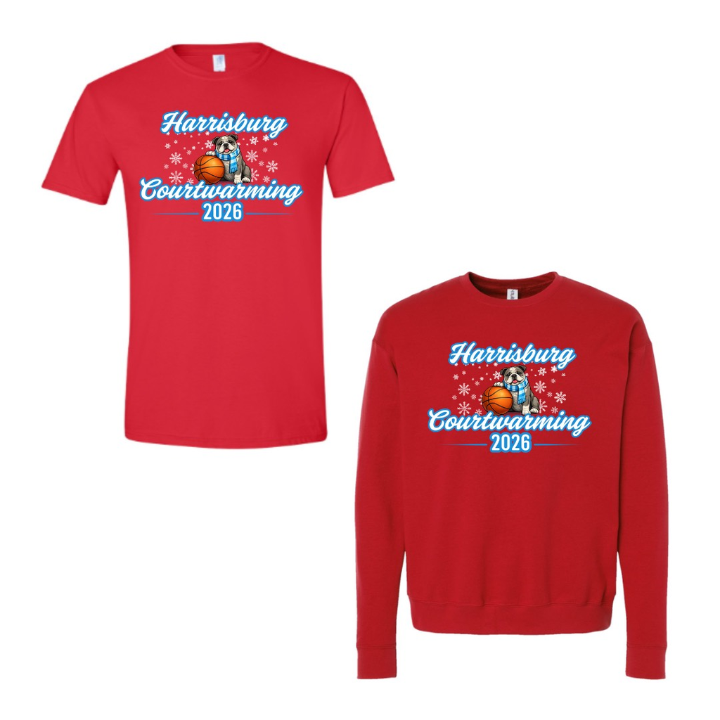 Image of 2026 Courtwarming Shirts (red with blue writing)