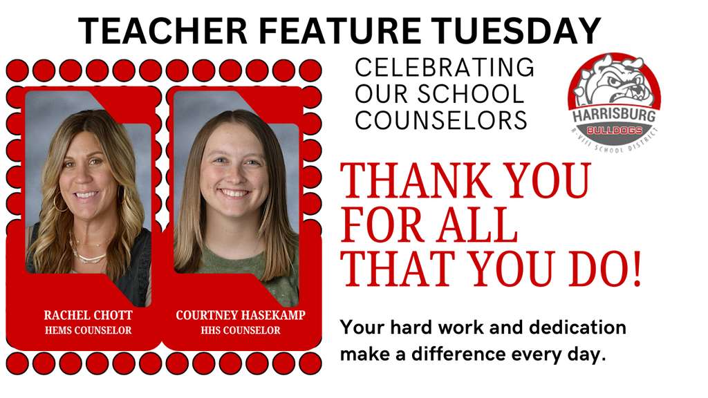 TFT Graphic with images of Rachel Chott (left) and Courtney Hasekamp (right) with district logo and thank you message.