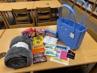 Picture of NHS Basket Contents on table in HHS Library