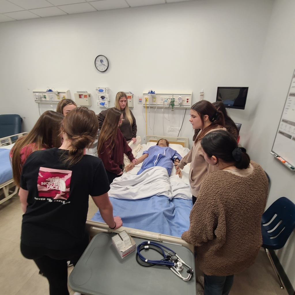 Mrs. Chott took our 8th grade students to State Technical College of Missouri to explore careers in Business Computers, Construction, and Health Sciences.The photos below are from the group touring the Health Sciences program and learning about future opportunities in the medical field.
