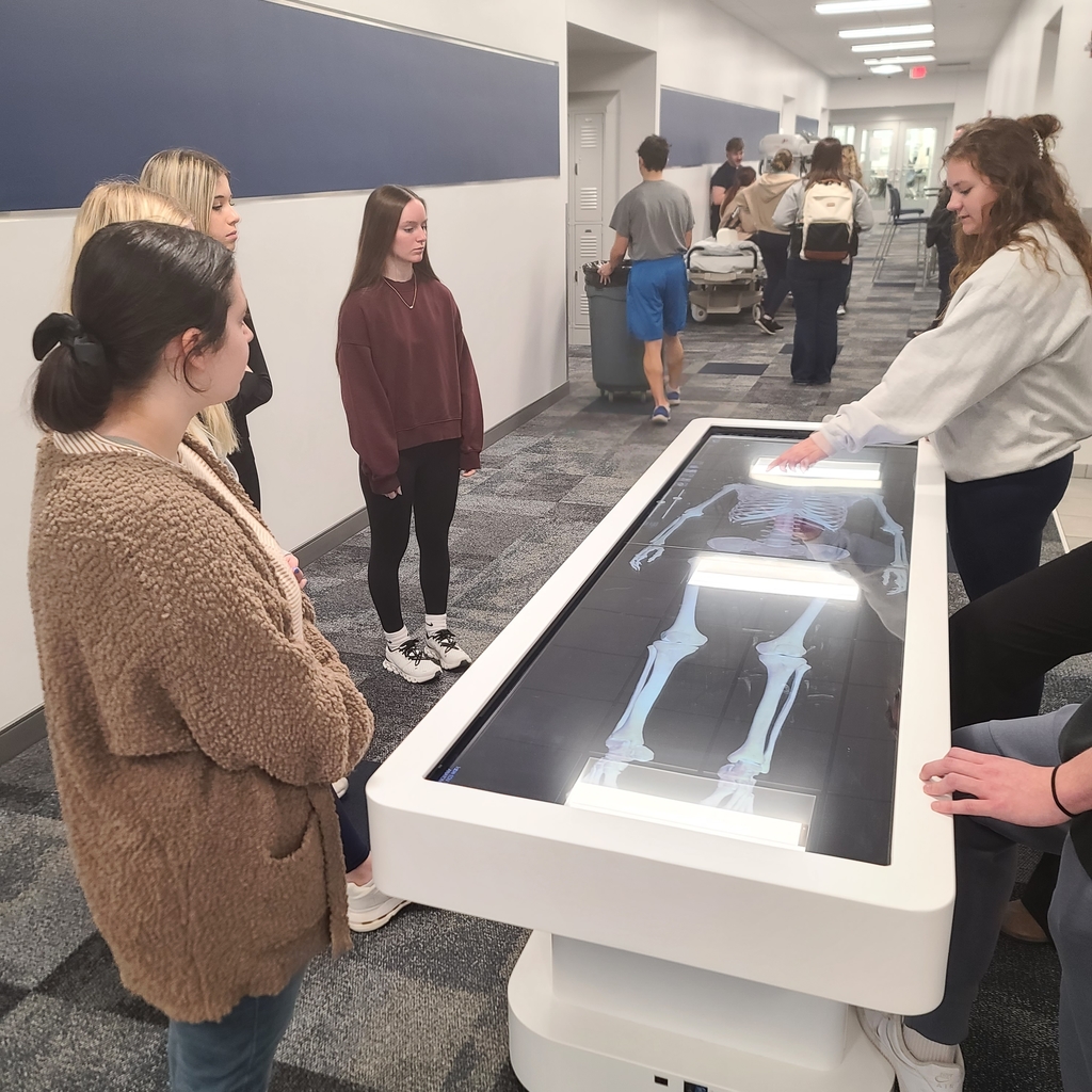 Mrs. Chott took our 8th grade students to State Technical College of Missouri to explore careers in Business Computers, Construction, and Health Sciences.The photos below are from the group touring the Health Sciences program and learning about future opportunities in the medical field.
