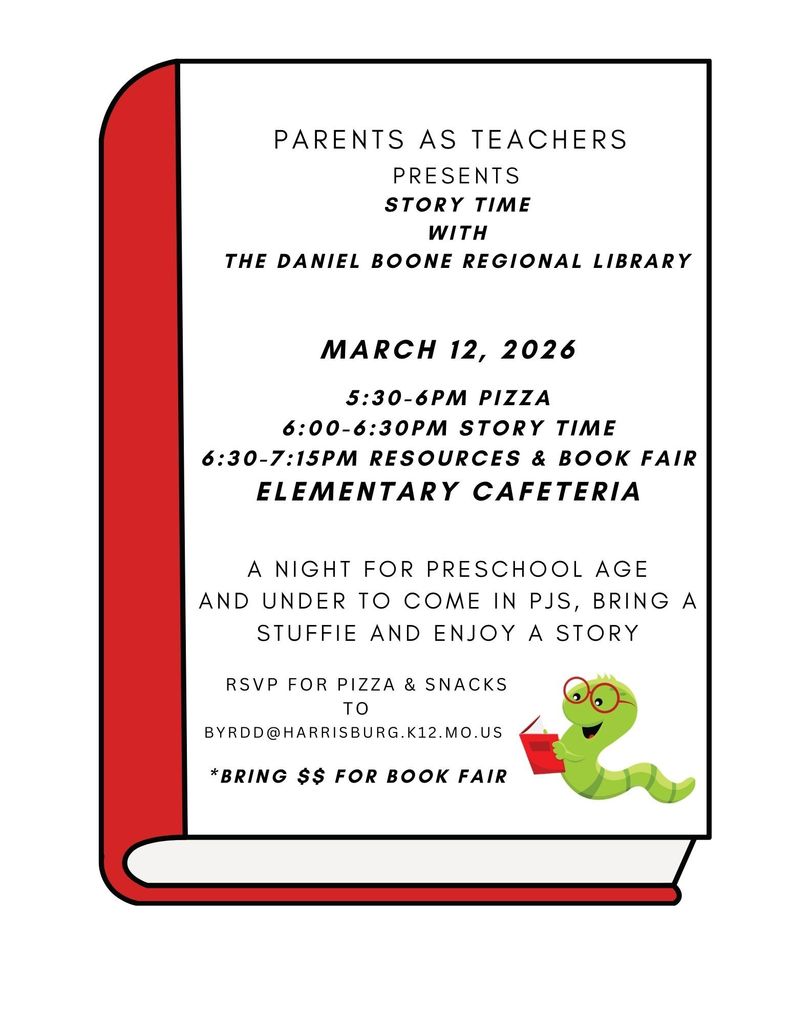 DBRL Story Time Event for PAT families flyer.  