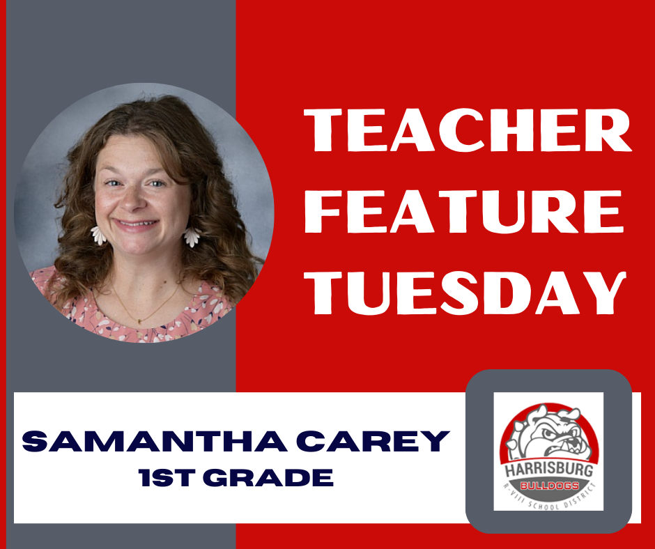 TFT Graphic with image of Samantha Carey and district logo