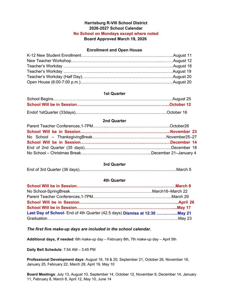 26-27 District Calendar