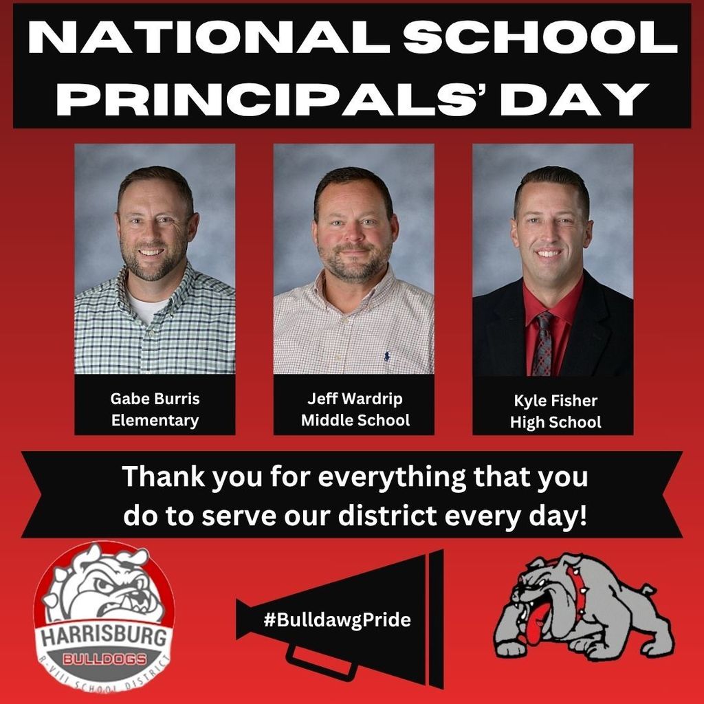 School Principals Day Graphic with images of Gabe Burris, Jeff Wardrip, and Kyle Fisher