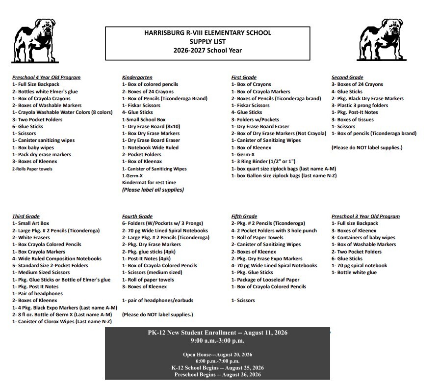 Elementary Supply List 26-27