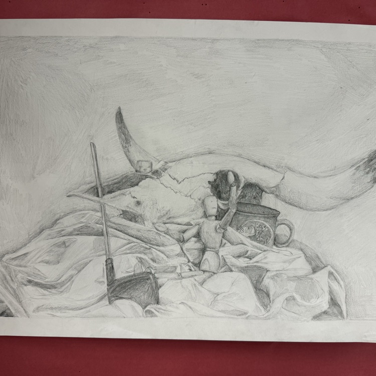 grayscale still life sketch