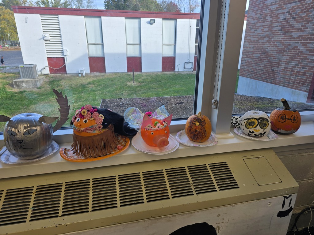 Storybook pumpkins on display in the art room.