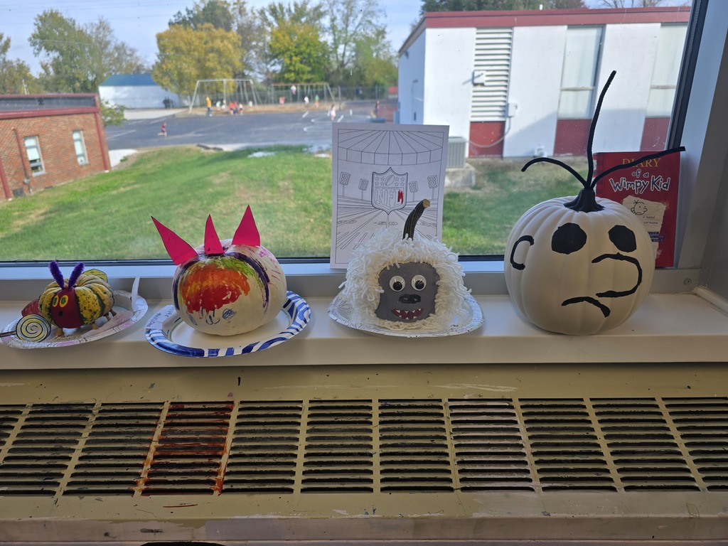 Storybook pumpkins on display in the art room.