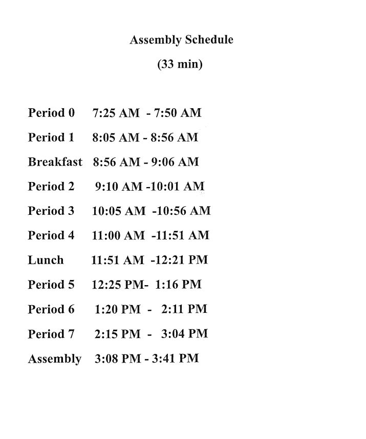Assembly schedule