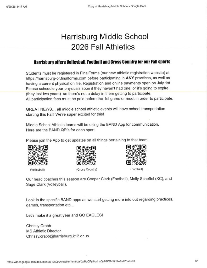 26/27 Fall Sports Flyer