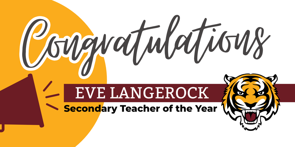 congratulations Eve Langerock, Secondary Teacher of the Year