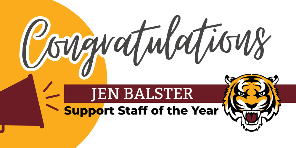 Congratulations Jen Balster - Support Staff of the Year