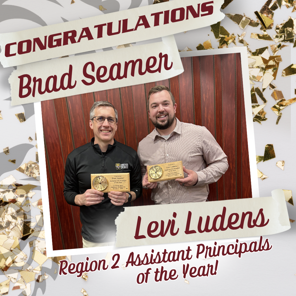 congratulations Brad Seamer and Level Ludens. Region 2 assistant principals of the year