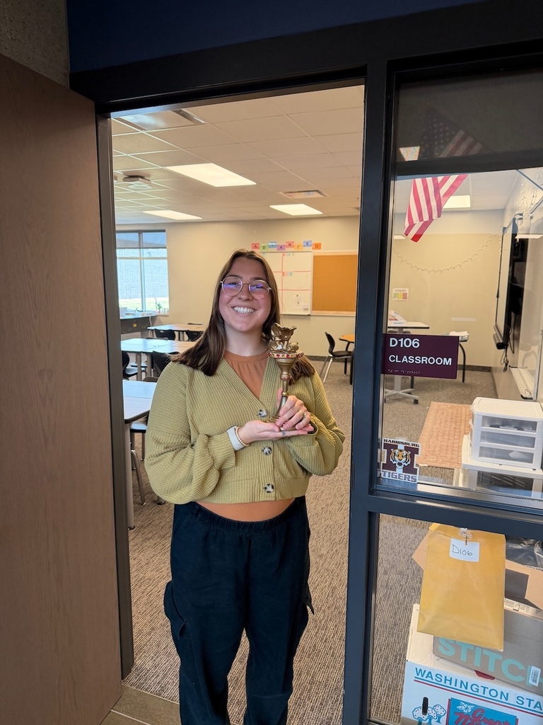 English-Language Arts teacher Lauren Bennett with Golden Goose Award