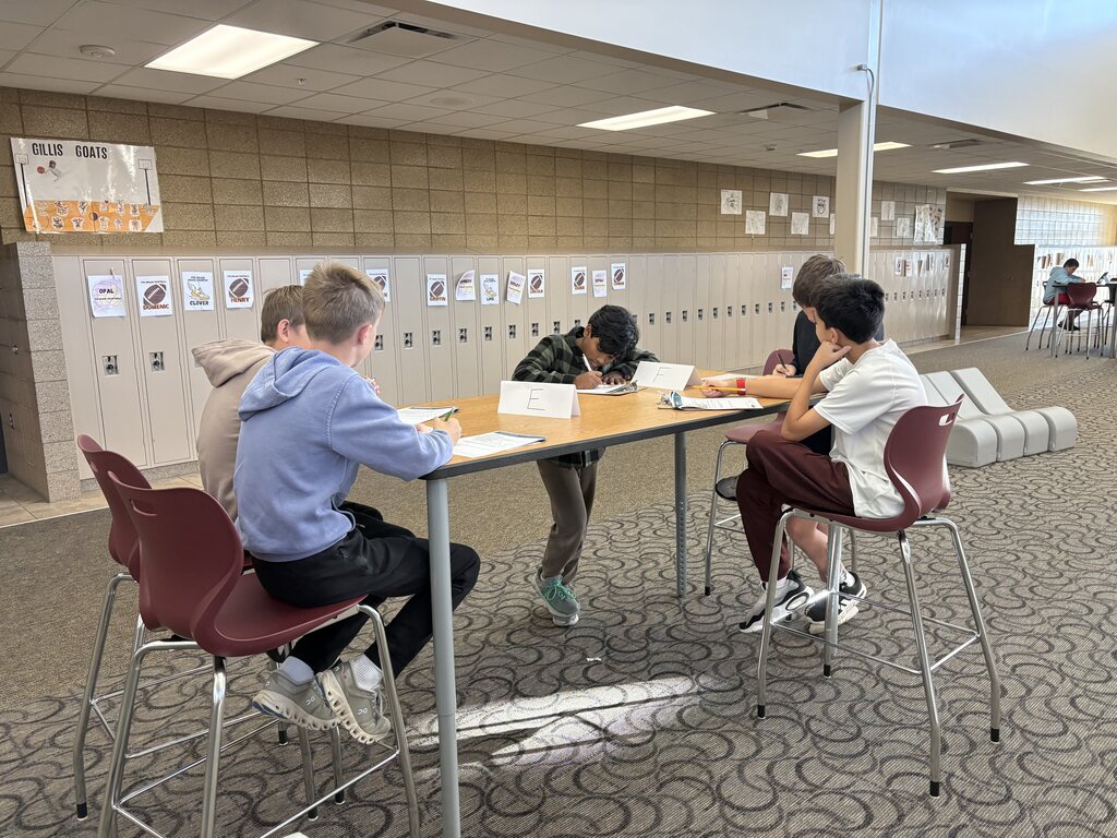 students at a table