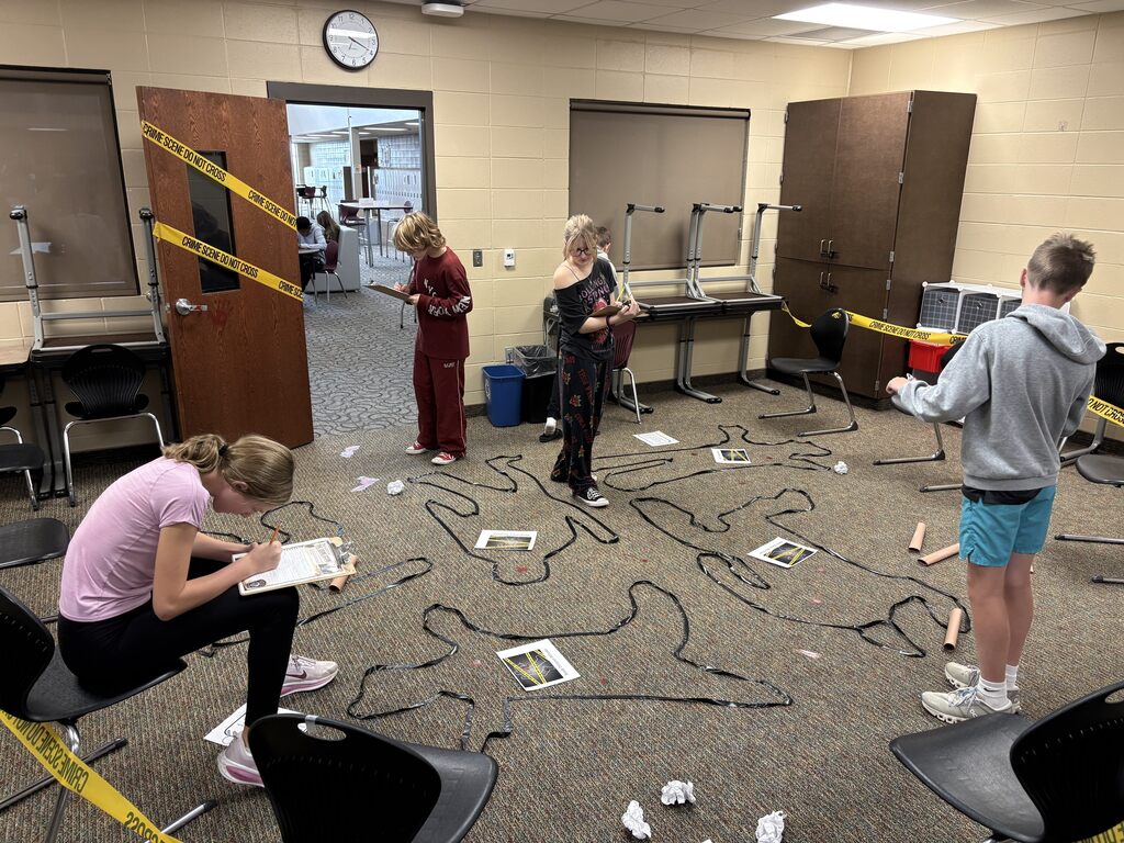 Crime Scene with Taped Outlines