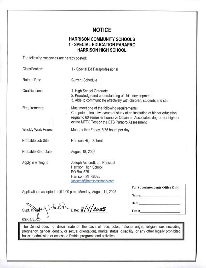 HS Special Education Paraprofessional