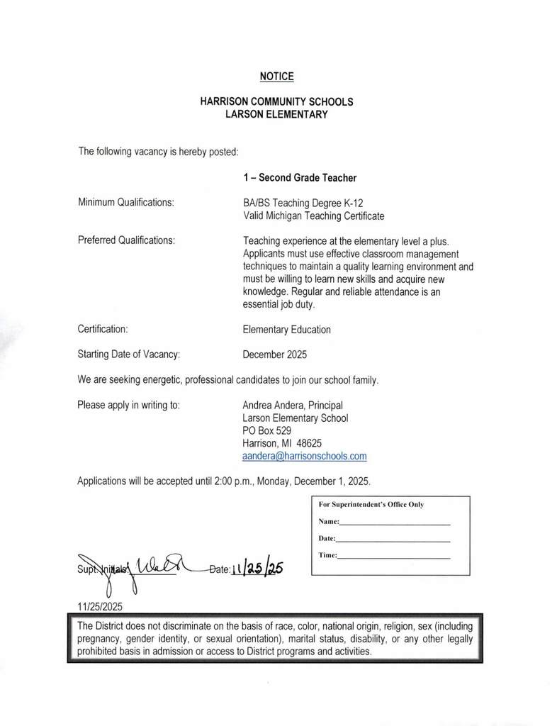 Larson Second Grade Teacher