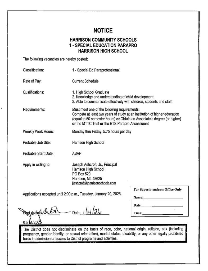 HS Special Ed Parapro