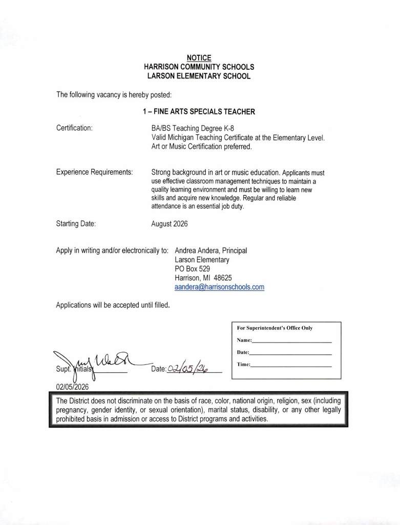 Larson Fine Arts Specials Teacher