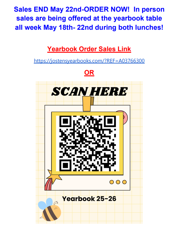 Yearbook Sales Deadline May 22, 2026