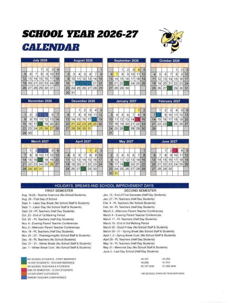 2026/27 HCS District Calendar