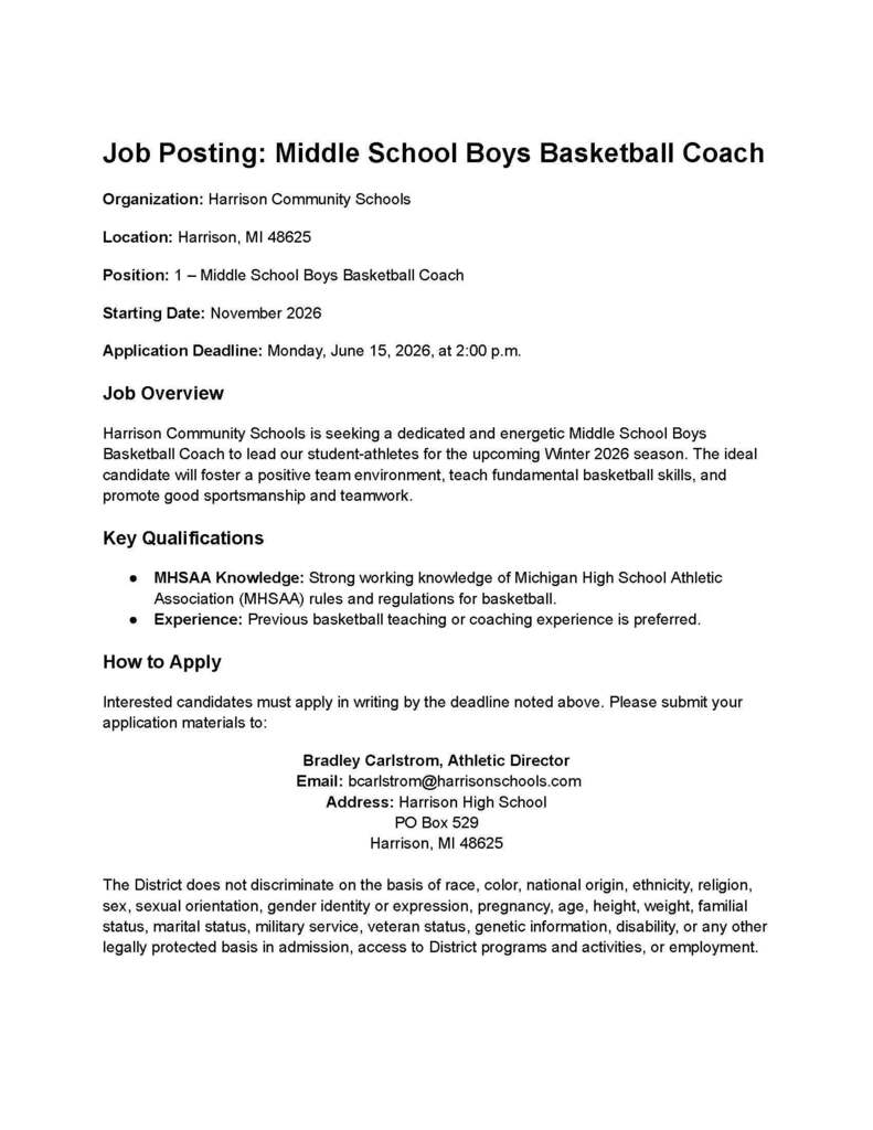 MS Boys Basketball Coach