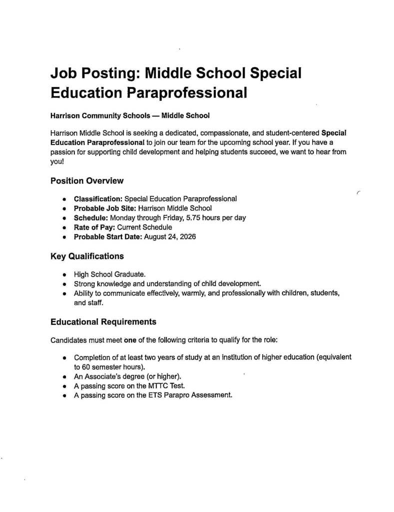 MS Special Ed Para pg. 1