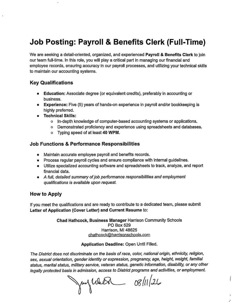 Payroll & Benefits Clerk
