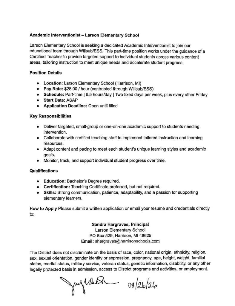 Larson Academic Interventionist
