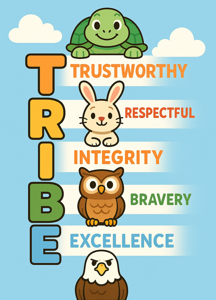 Tribe. Trustworthy Respectful Integrity Bravery Excellence