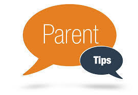 Two speech bubbles with the words “Parent Tips.”