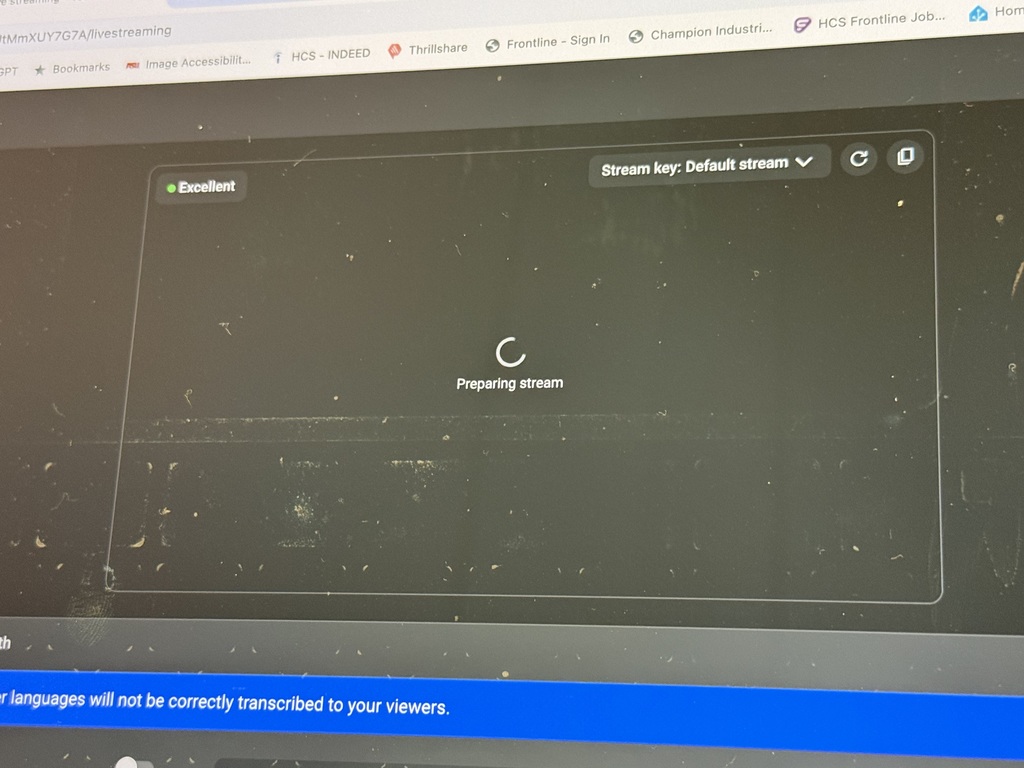 Youtube Preparing Stream error