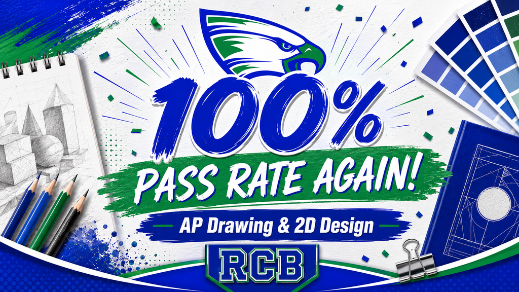 Robert C. Byrd High School has earned a 𝟭𝟬𝟬% 𝗽𝗮𝘀𝘀 𝗿𝗮𝘁𝗲 once again in 𝗔𝗣 𝗗𝗿𝗮𝘄𝗶𝗻𝗴 𝗮𝗻𝗱 𝗔𝗣 𝟮-𝗗 𝗔𝗿𝘁 𝗮𝗻𝗱 𝗗𝗲𝘀𝗶𝗴𝗻!