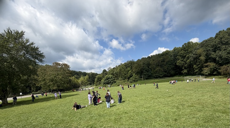 students playing outside