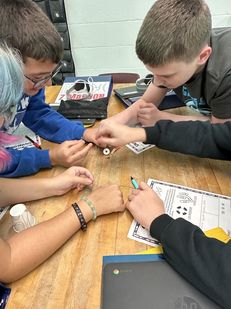 Students in Mrs. Callahans' class practiced several of the seven habits during RTI. They synergized, practiced think-win-win, and began with the end in mind as they created a plan and worked together to get Fred through the life preserver and back on the boat, just using paper clips.