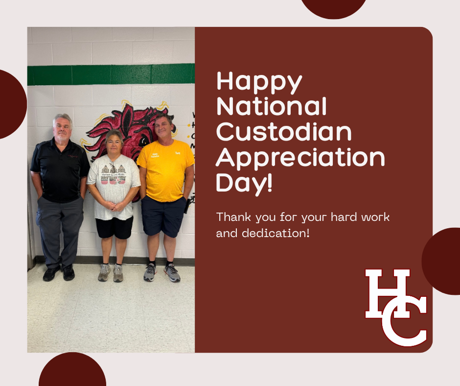 Happy National Custodian Appreciation Day to Mrs. Michelle Pergram, Mr. Scott May, and Mr. Tony Kiskaden! 