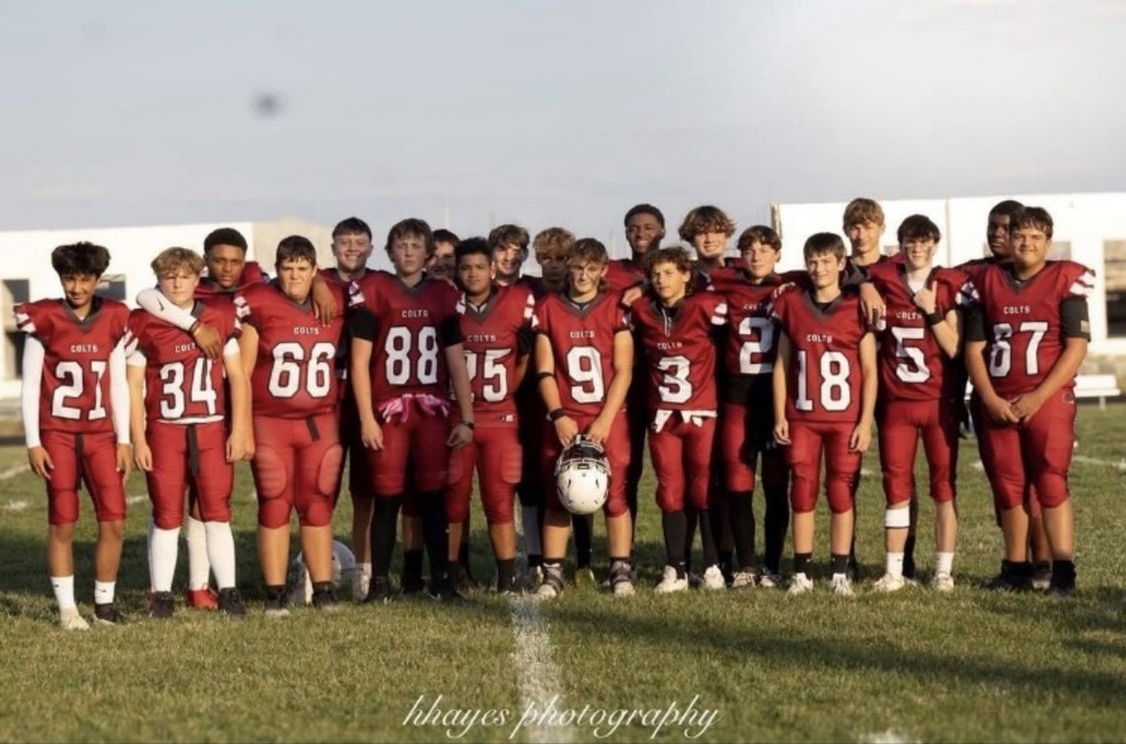 HCMS 8th grade football team wins the first round of the playoffs. 