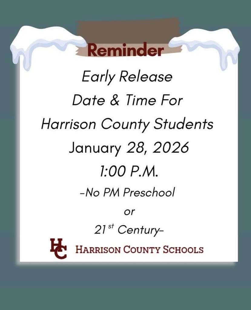 Our next early release day is Wednesday, January 28th. School will be dismissed at 1 pm.