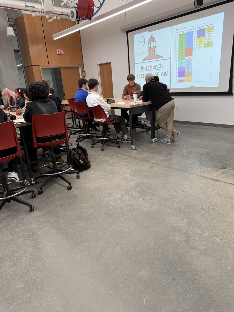 students working with mentor