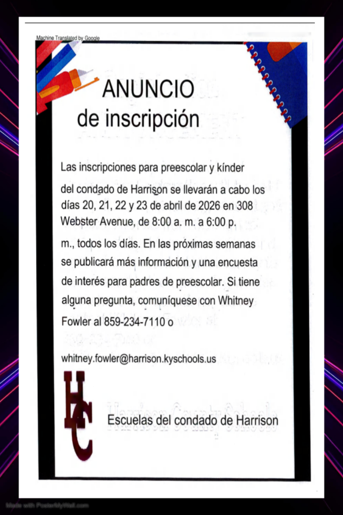 Información de Registro para Preescolar y Kindergarten del Condado de Harrison