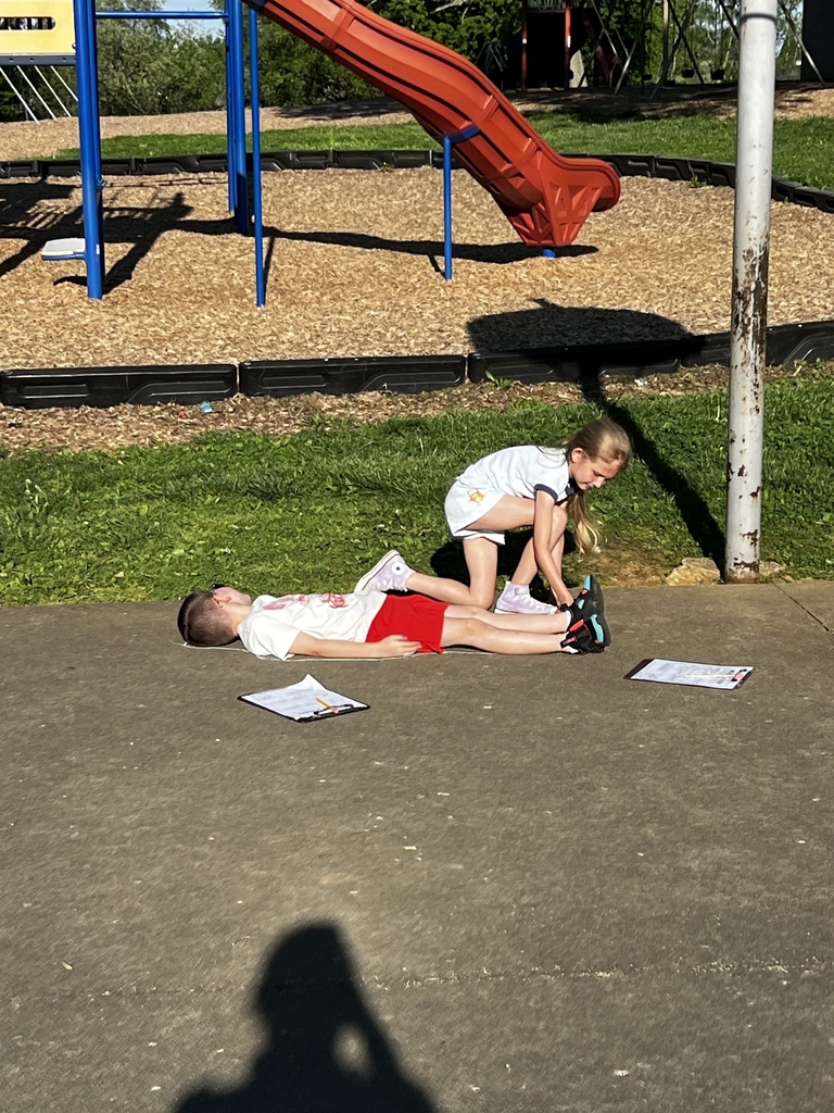students working outside on math