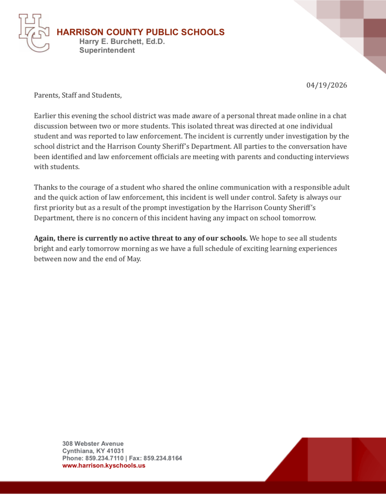 Parent Message 04/19/26