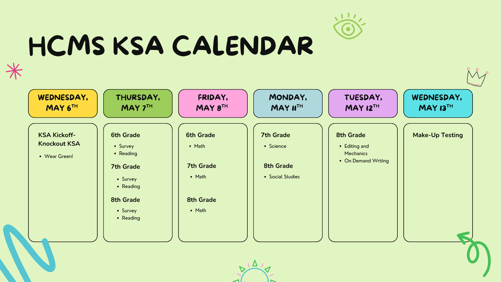 KSA Testing Schedule 