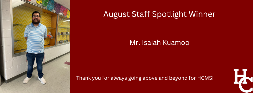 August staff spotlight winner: Mr. Isaiah Kuamoo