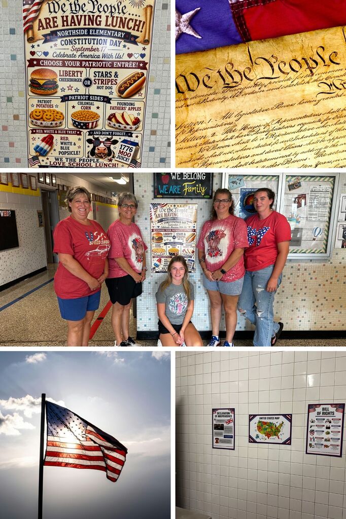 Lunch ladies with Constitution Day Poster