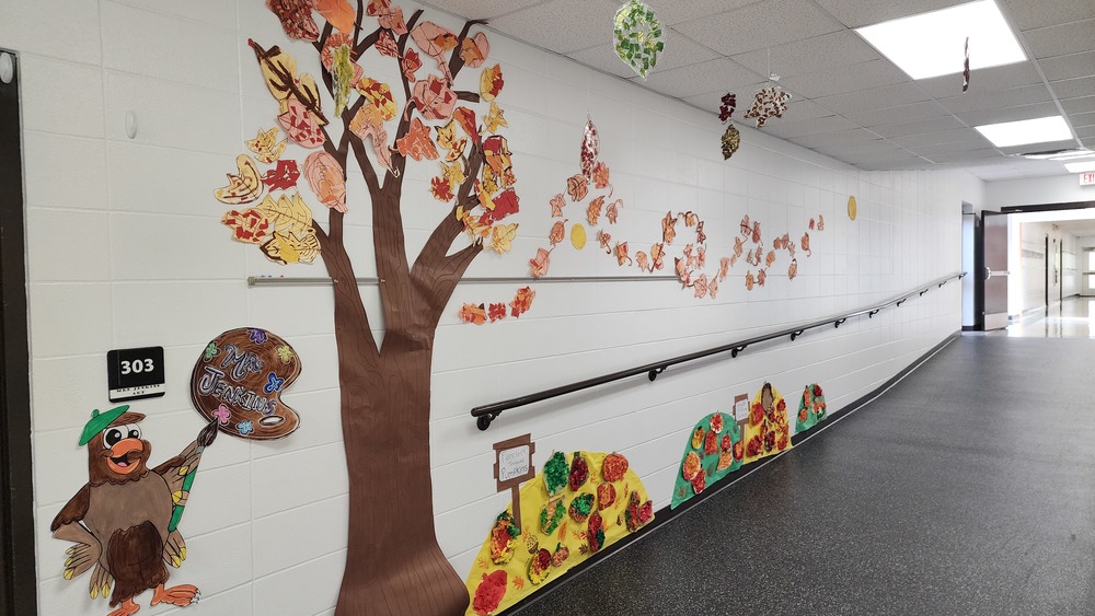 Hallway with student art