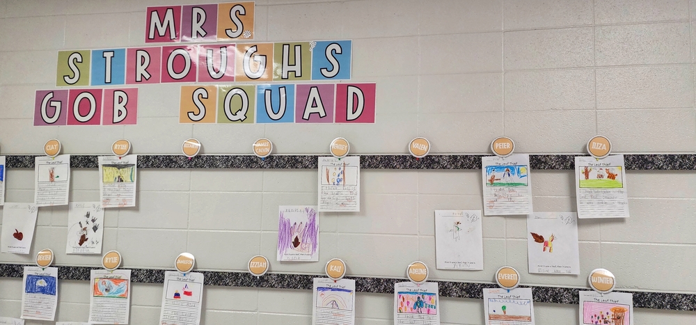 hallway with student pictures